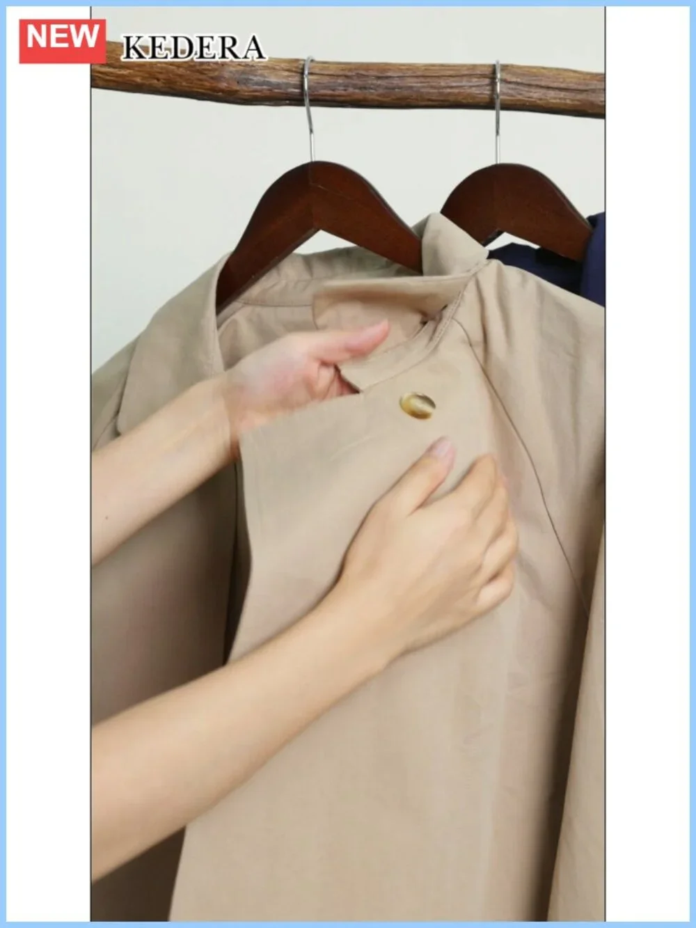 Women's Cropped Trench Coat Double-Breasted Long Sleeve Cotton Fashion Jacket
